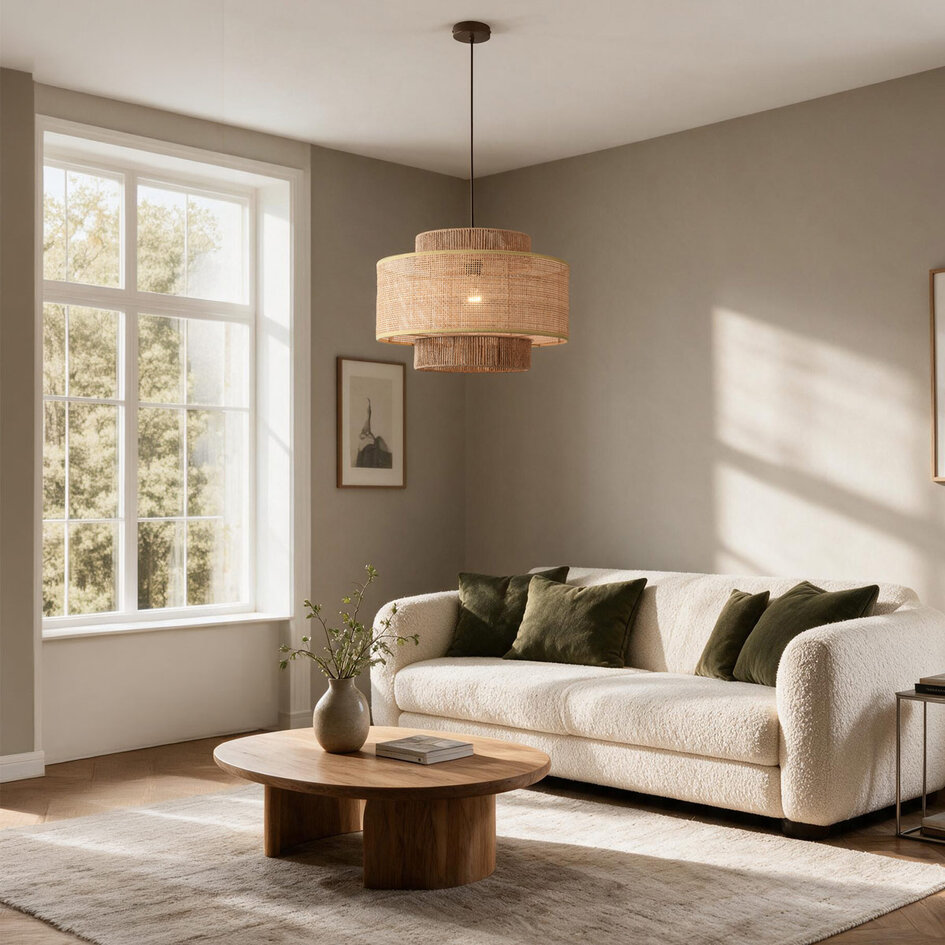 Hanglamp Nirvia met bamboe kap - bruin