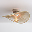 Plafondlamp Roberta met handgevlochten papieren kap - beige