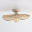 Plafondlamp Roberta met handgevlochten papieren kap - beige