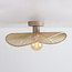 Plafondlamp Roberta met handgevlochten papieren kap - beige