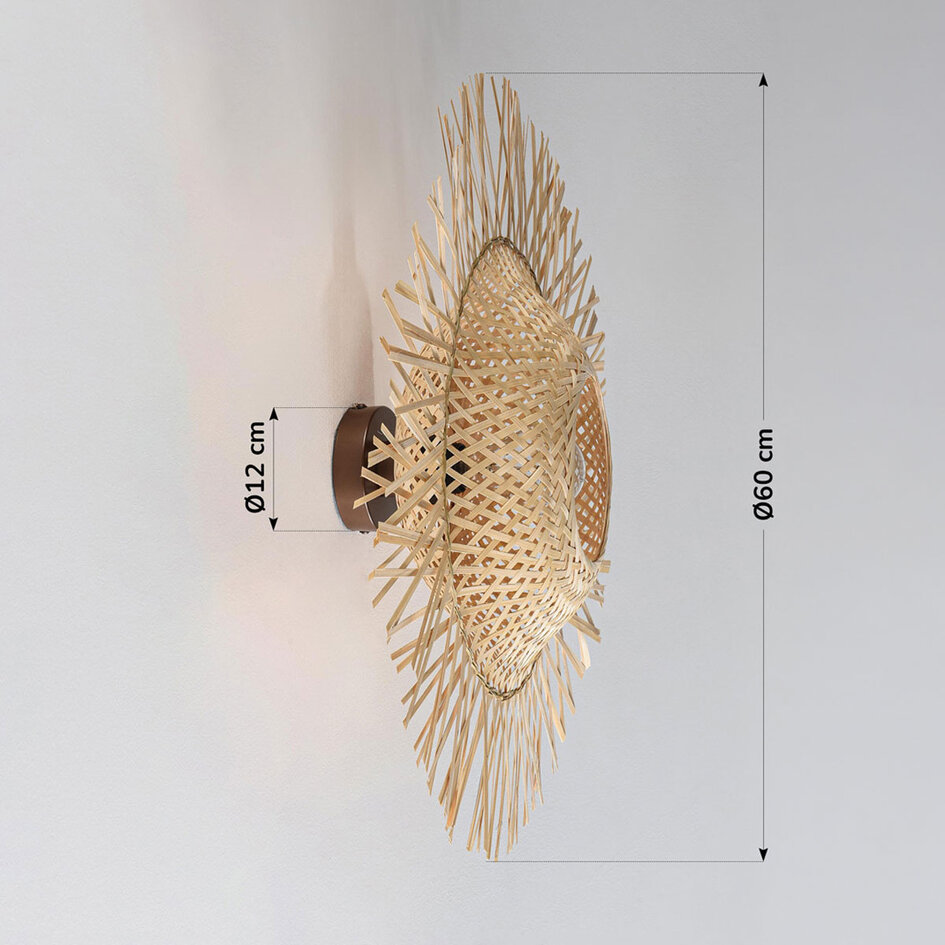 Wandlamp Shirley van bamboe - naturel