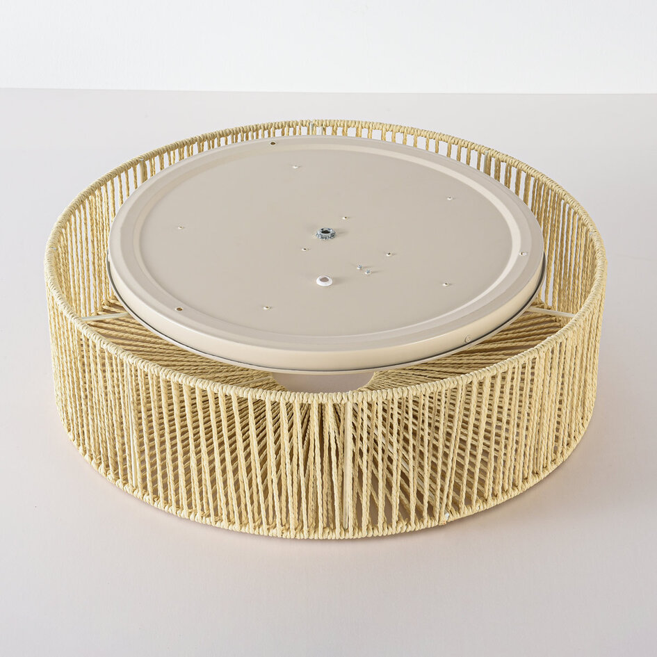 Plafondlamp Robian met kap van handgevlochten papiertouw - beige
