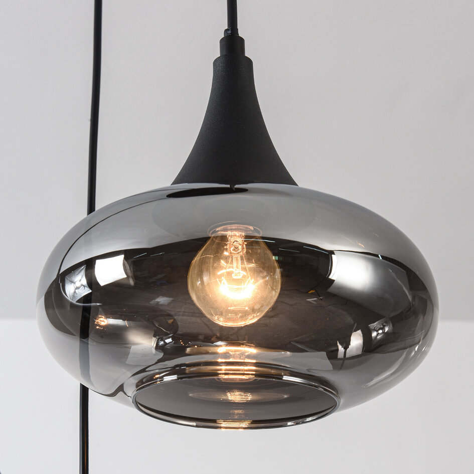 Moderne hanglamp met smoke glas, 3-lichts - Loua