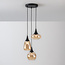 3-lichts hanglamp Loua - zwart met amber glas