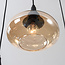 Zwarte hanglamp Loic met amber glas, 6-lichts