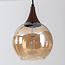 6-lichts hanglamp Loic - amber glas en houtlook