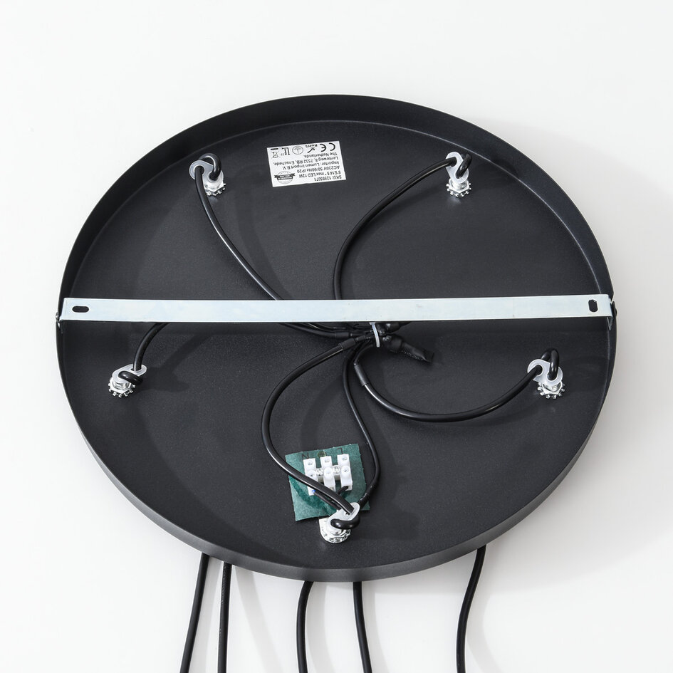 Zwarte hanglamp Loua met rookglas, 5-lichts