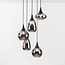 Zwarte hanglamp Loua met rookglas, 5-lichts