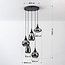 Zwarte hanglamp Loua met rookglas, 5-lichts