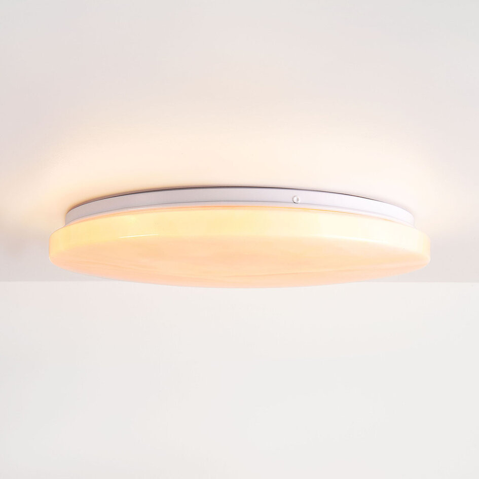 3-staps dimbare LED plafondlamp Corinda met marmerlook - wit