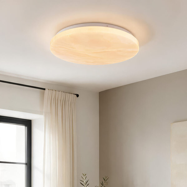 3-staps dimbare LED plafondlamp Corinda met marmerlook - wit