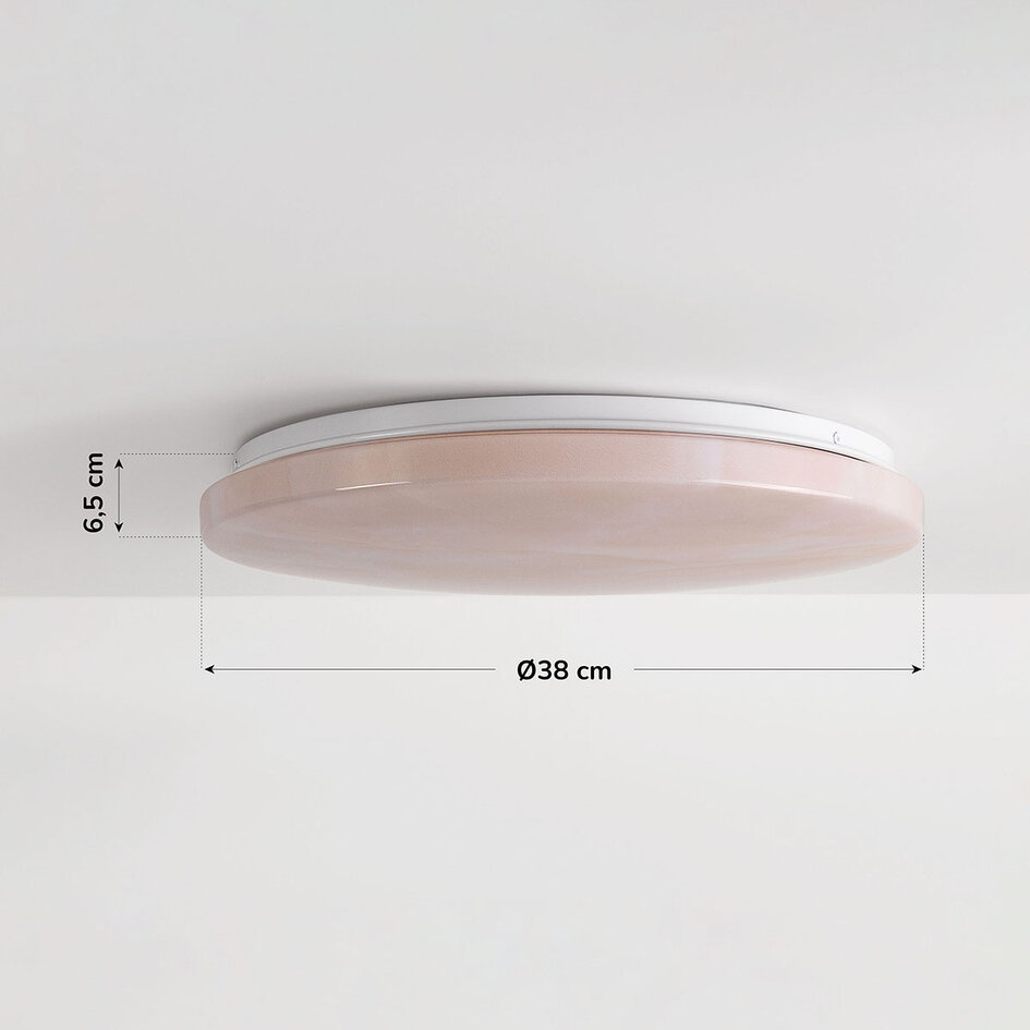 3-staps dimbare LED plafondlamp Corinda met donkere marmerlook - wit