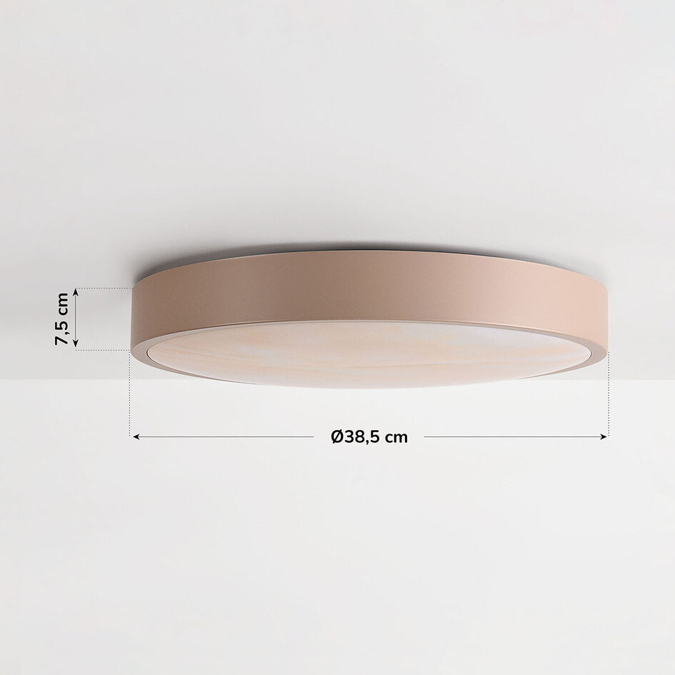 3-staps dimbare LED plafondlamp Sarinda met marmerlook - taupe