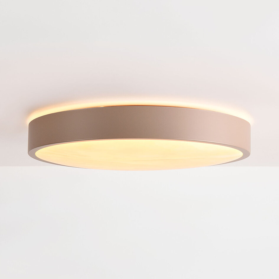 3-staps dimbare LED plafondlamp Sarinda met marmerlook - taupe