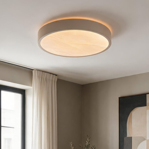 3-staps dimbare LED plafondlamp Sarinda met marmerlook - taupe