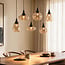 Zwarte hanglamp Loic met amber glas, 6-lichts