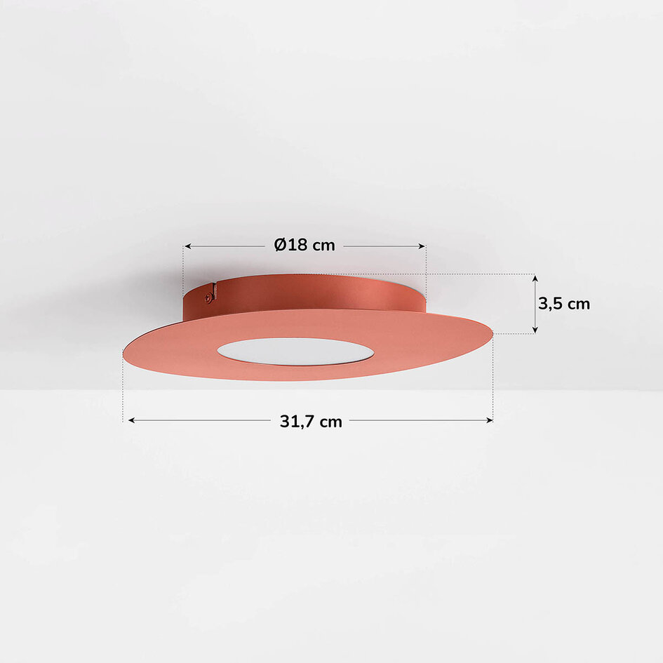 Plafondlamp Malina in terracotta rood met organische vorm