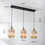 Hanglamp Erin 3-lichts van geribbeld amber glas