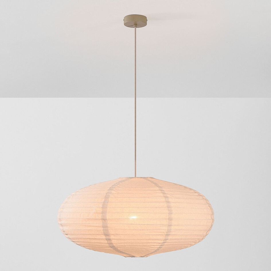 Hanglamp Siara met linnen kap - naturel- Ø60