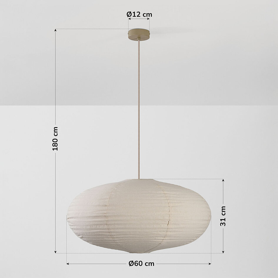Hanglamp Siara met linnen kap - naturel- Ø60