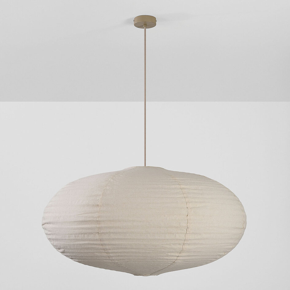 Hanglamp Sikara met naturel linnen kap- Ø80