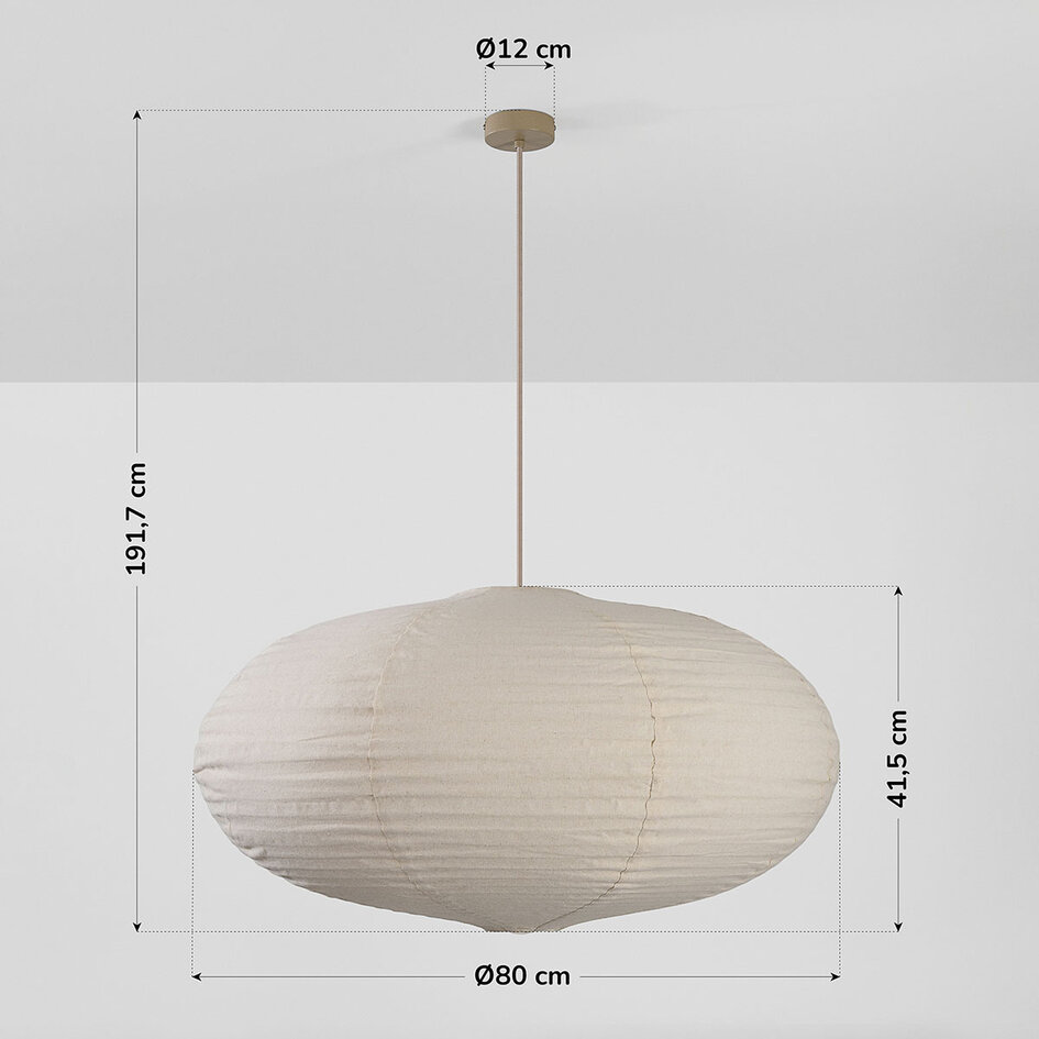 Hanglamp Sikara met naturel linnen kap- Ø80