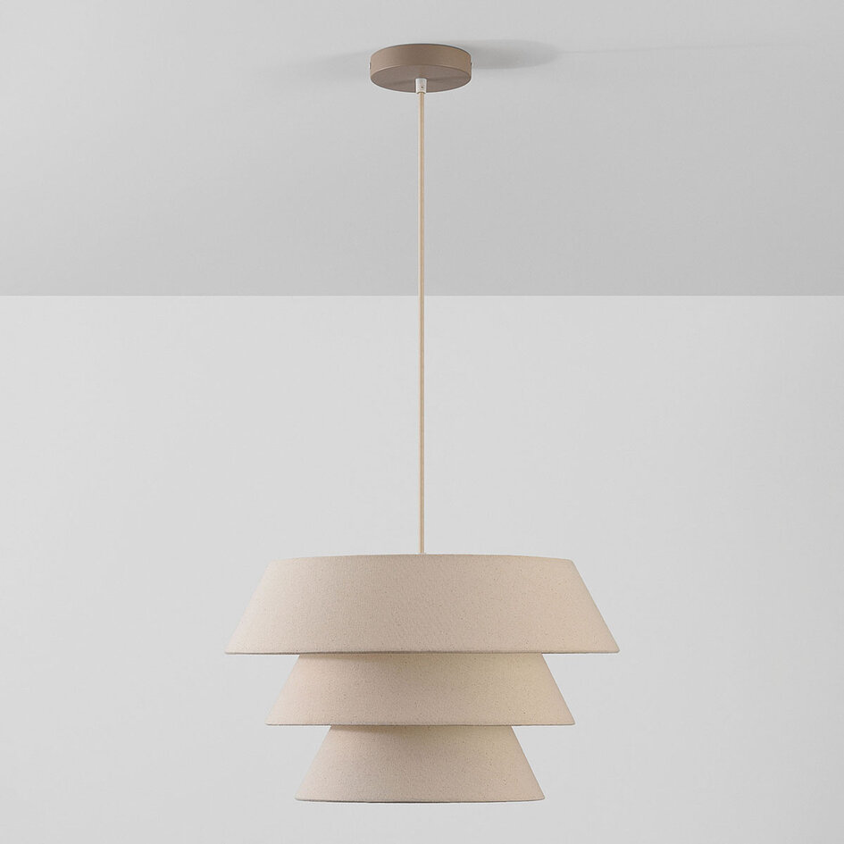 Hanglamp Blom met gelaagde naturel linnen kap