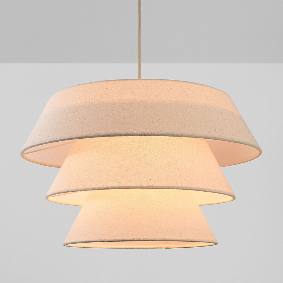 Hanglamp Blom met gelaagde naturel linnen kap