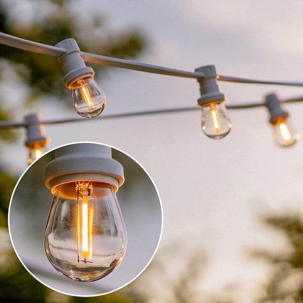 Prikkabel set met 1 watt LED filament lampen met witte prikkabel