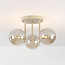 Plafondlamp Elora met 3 cognac glazen bollen - beige