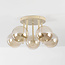 Plafondlamp Amora met 5 cognac glazen bollen - beige
