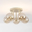 Plafondlamp Amora met 5 cognac glazen bollen - beige