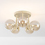 Plafondlamp Amora met 5 cognac glazen bollen - beige