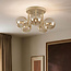 Plafondlamp Amora met 5 cognac glazen bollen - beige