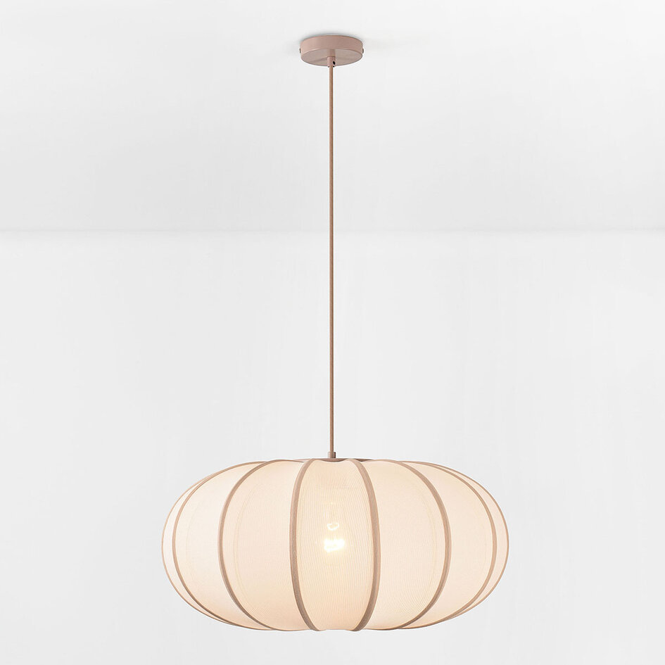 Hanglamp Stefina met stoffen kap - beige en taupe