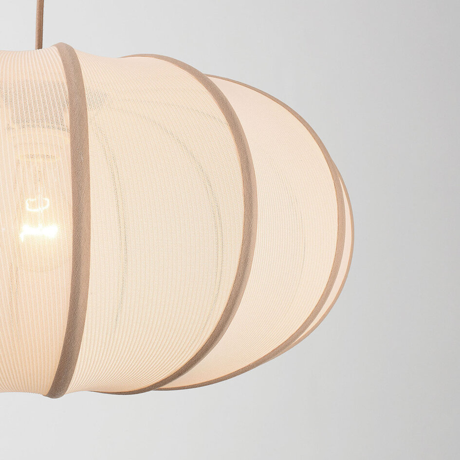 Hanglamp Stefina met stoffen kap - beige en taupe