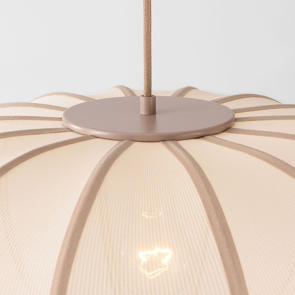 Hanglamp Stefina met stoffen kap - beige en taupe