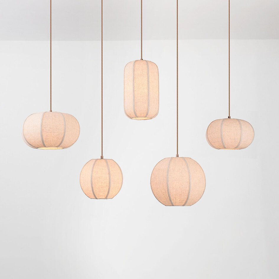 Hanglamp Medina met 5 linnen kappen - Taupe