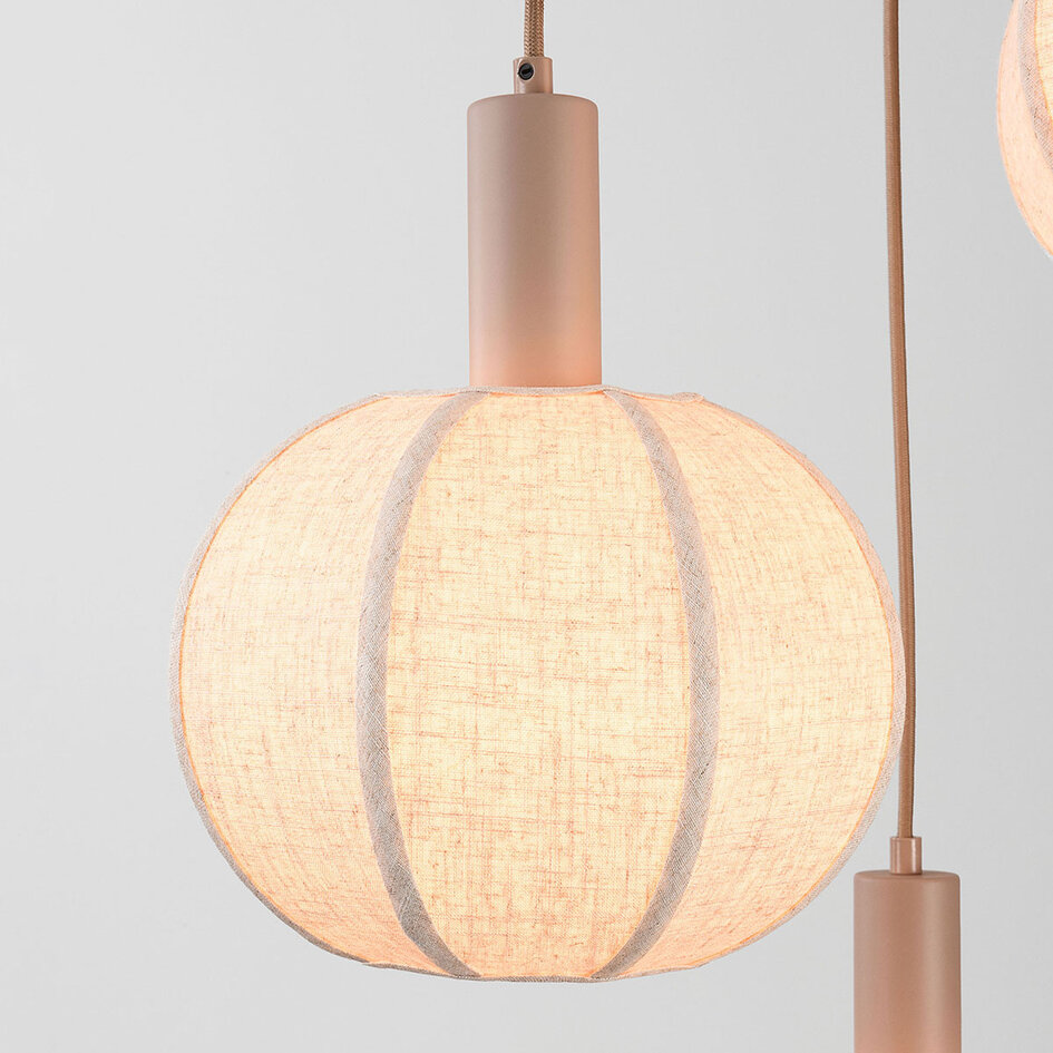 Hanglamp Silvia met 3 stoffen kappen - taupe