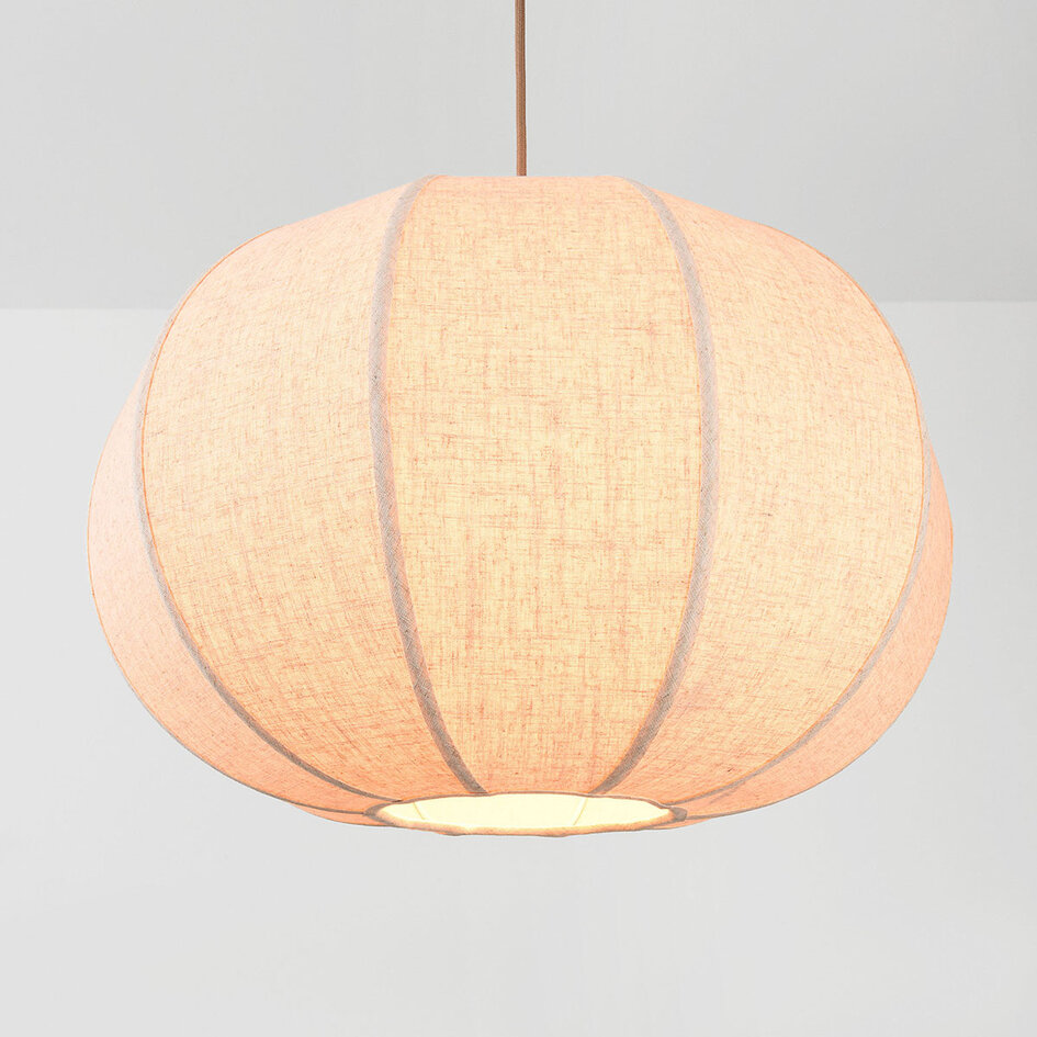 Hanglamp Stefia met grote beige linnen kap - taupe