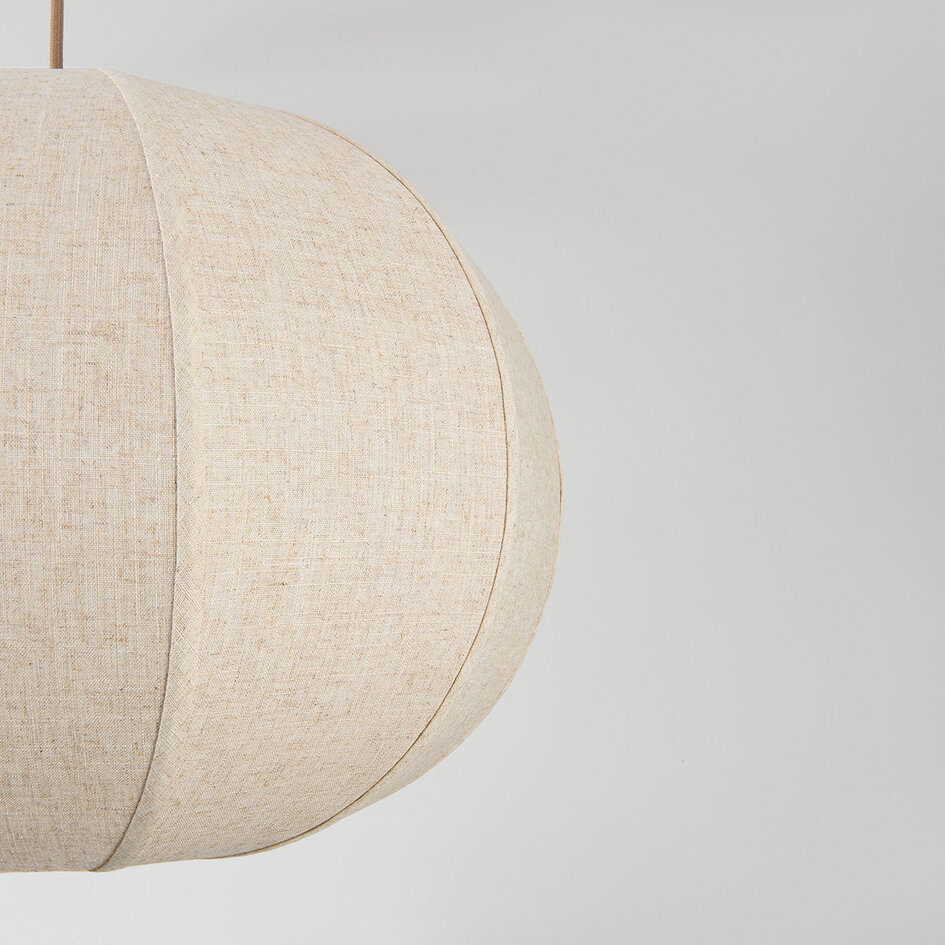 Hanglamp Stefia met grote beige linnen kap - taupe