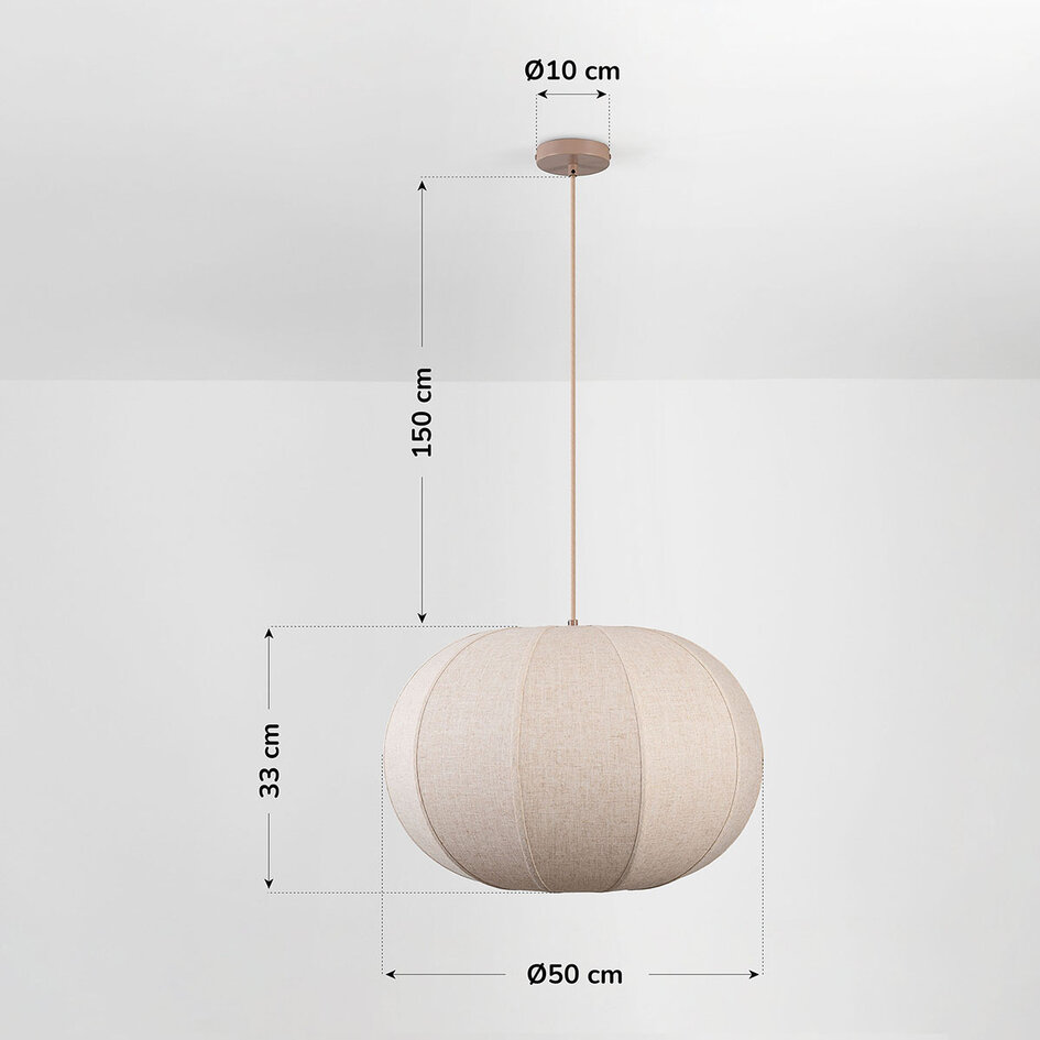 Hanglamp Stefia met grote beige linnen kap - taupe
