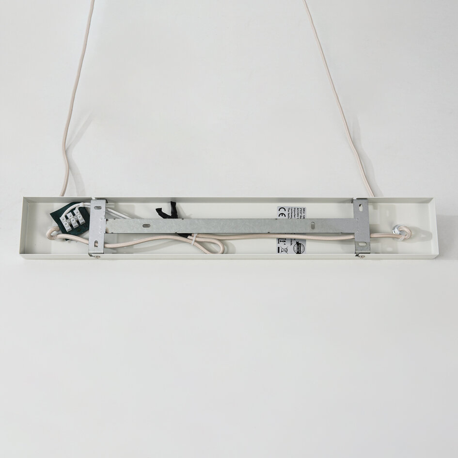 2-lichts hanglamp Hirom - beige met linnen kap