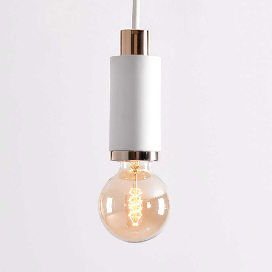 Design hanglamp Vienna - wit beton met rosé gouden decoratie