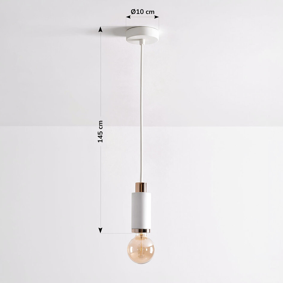 Design hanglamp Vienna - wit beton met rosé gouden decoratie