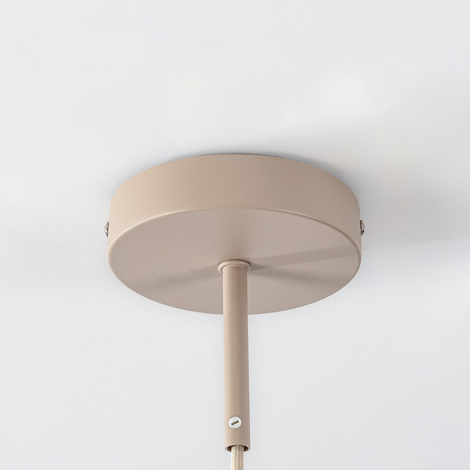 Hanglamp Ovala Ø60 cm - beige linnen kap met bruine accenten