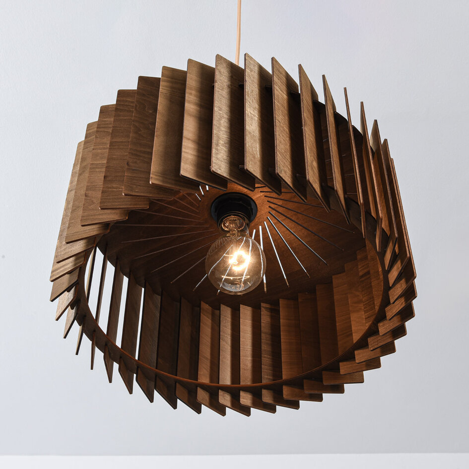 Hanglamp Vyra met houten kap - walnoot