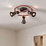 Plafondlamp Rose 3-lichts, koper met zwarte spots
