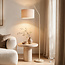 Gebogen vloerlamp Pedro met geplooide kap in beige