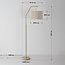 Gebogen vloerlamp Pedro met geplooide kap in beige